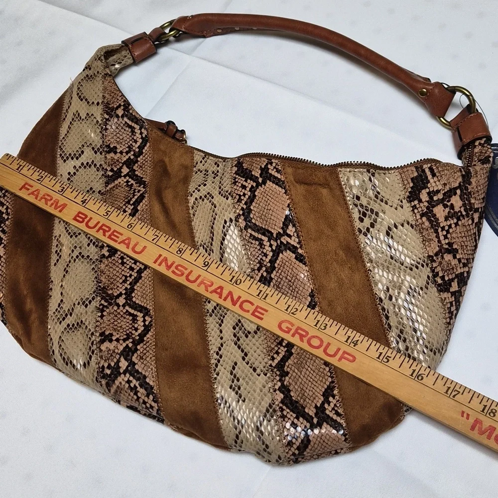 Nwt Scoop Brown and Tan Snake Print Women's Boho Bag